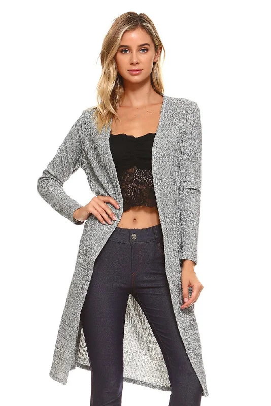 Women’s fashionable outerwear Shimmer Lurex Open-Front Ribbed Cardigan