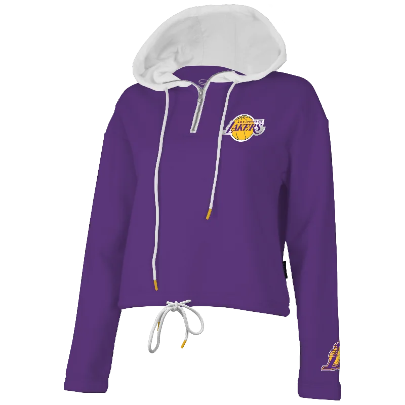 Sleek leather outerwear jackets Lakers Game Plan Qtr Zip Hoodie