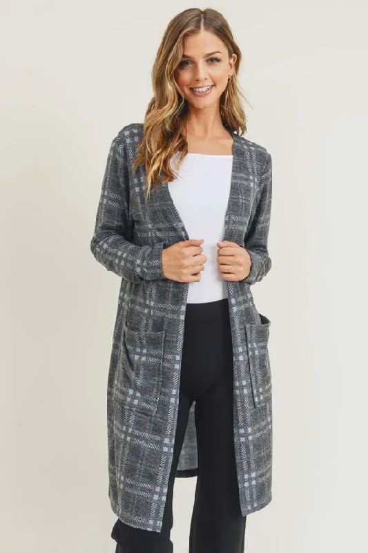 Light outerwear jackets women Crosshatch Plaid Cardigan