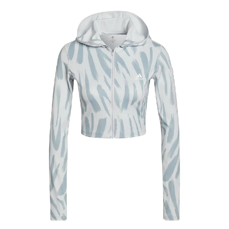 Functional outerwear jackets adidas - Women's Run Icons All Over Print Hooded Long Sleeve T-Shirt (HE0354)