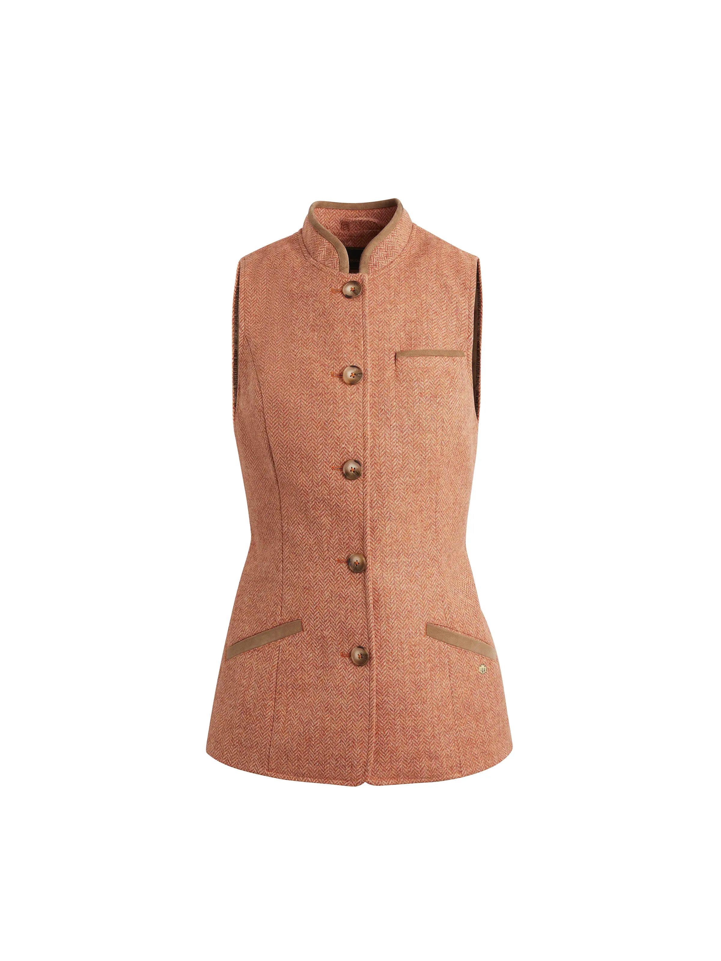 Stylish insulated outerwear jackets Madeline Gilet - Coral Herringbone