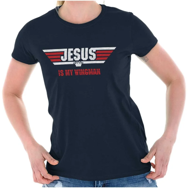 Women's fitted T-Shirts Jesus Is My Wingman Ladies T Shirt