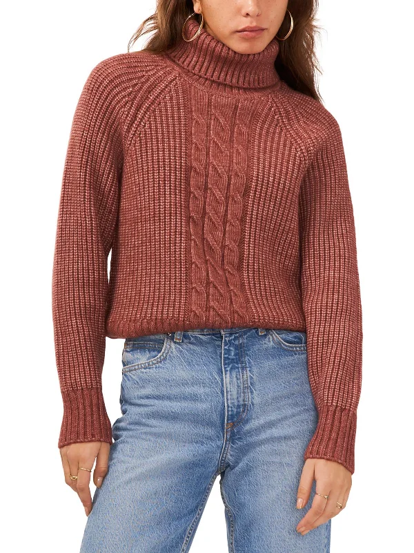 stylish long sweaters for women Womens Knit Ribbed Trim Turtleneck Sweater