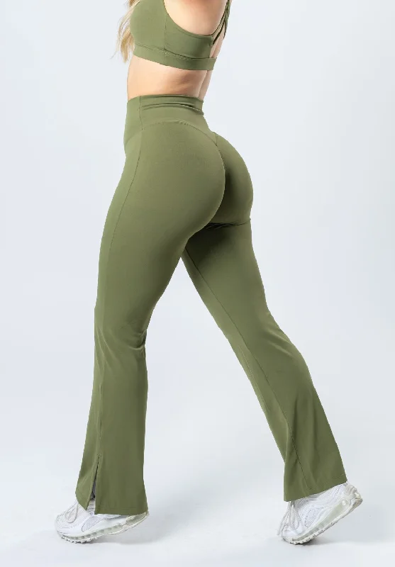 Winter leggings with fleece lining RecStretch Original Sculptseam® Plus Flare Legging 31" Olive