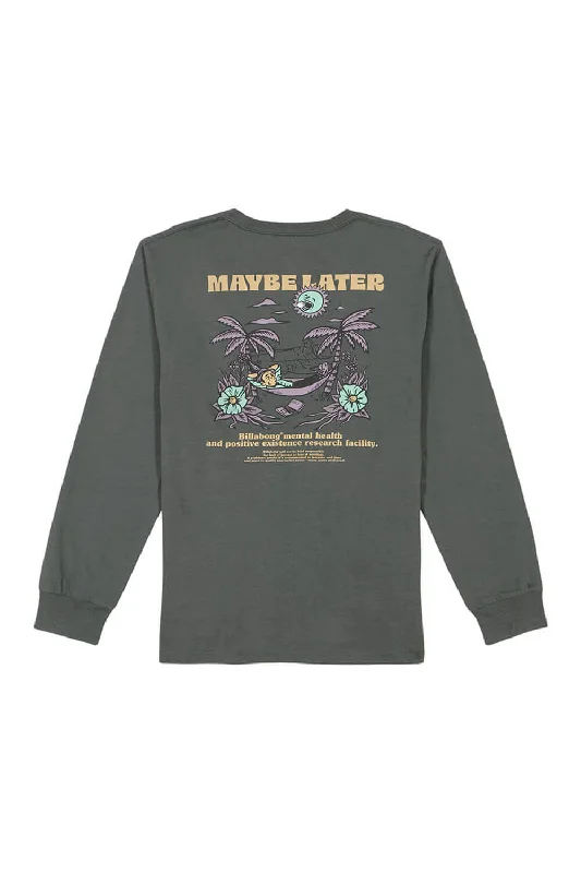 oversized blouse tops Billabong Youth Relax Graphic Long Sleeve T-Shirt for Boys in Slate Green | BSFHA52F-305