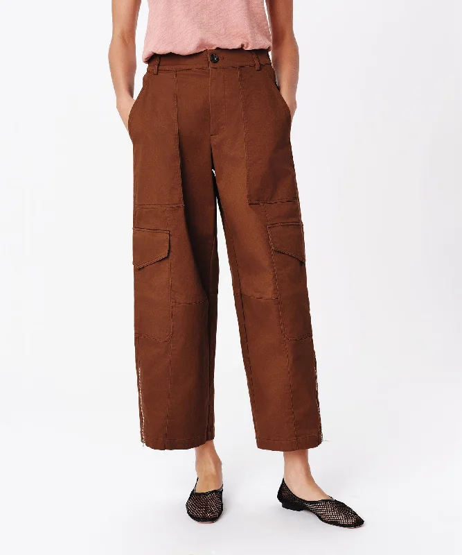 Women's long sleeve T-Shirts Cotton Twill Cargo Pant - Pecan Brown