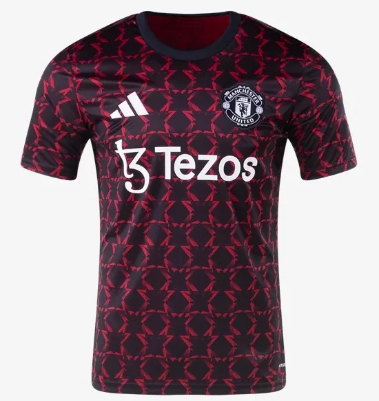 cute casual tops for women Manchester United Youth Adidas Tezos Black and Red Jersey Shirt