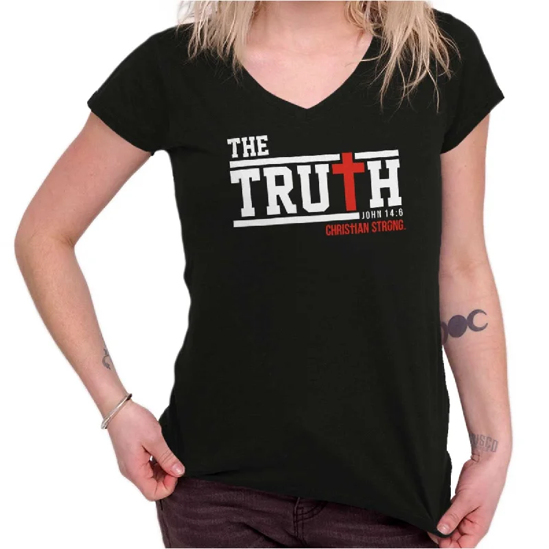 Customizable T-Shirts women Cross Truth Junior Fit V-Neck T Shirt