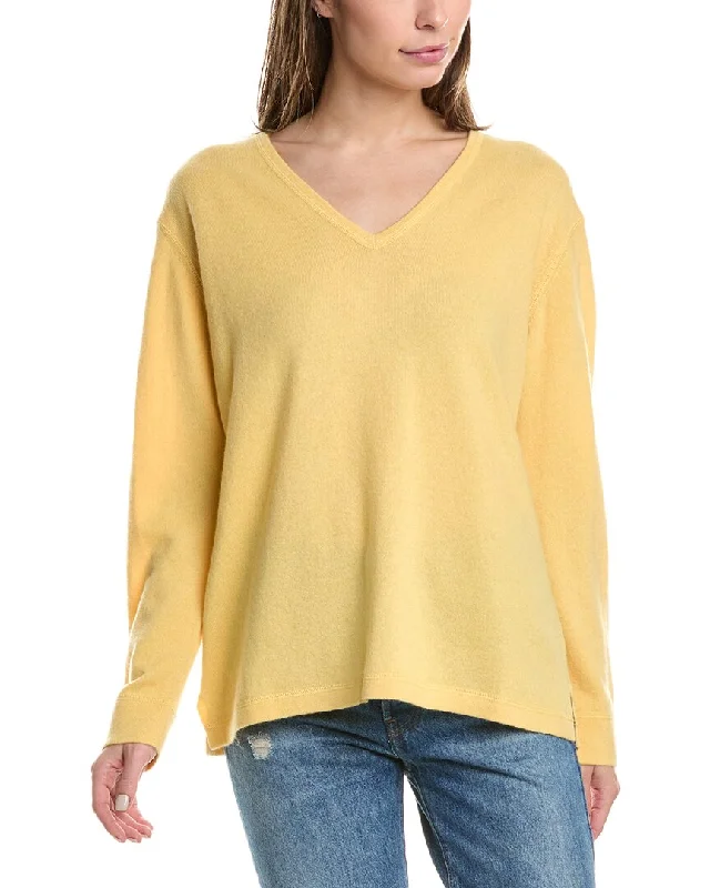 sweater outfits for women Forte Cashmere Coverstitch V-Neck Cashmere Sweater