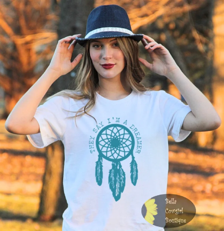 Affordable T-Shirts for women They Say I'm A Dreamer Dreamcatcher Western T-Shirt