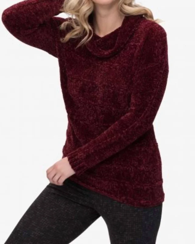 lightweight crew neck sweaters for women Cowl Neck Sweater In Burgundy