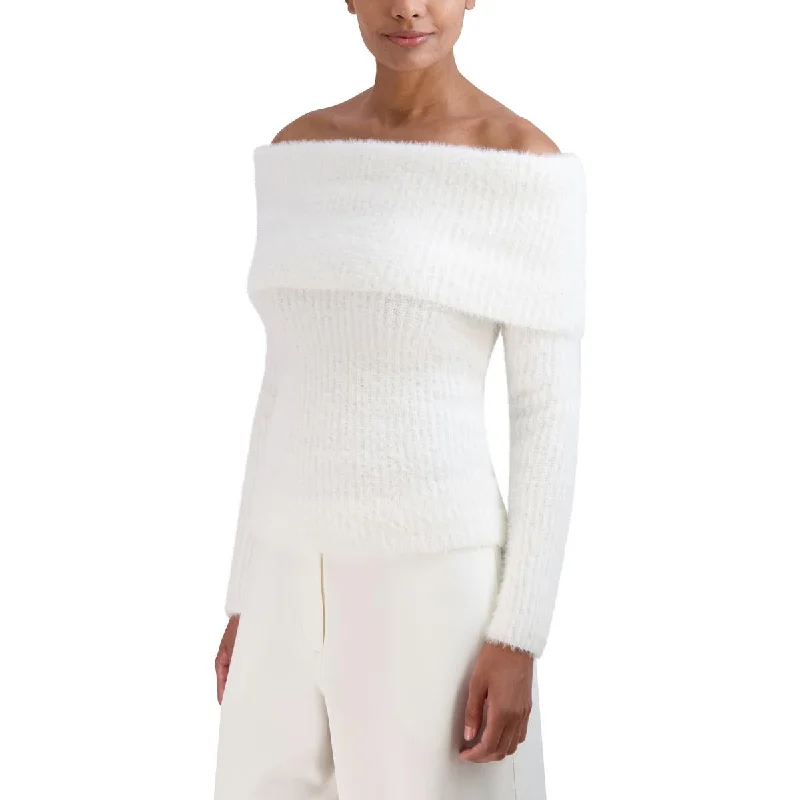 versatile women’s sweaters Womens Off-the-Shoulder Ribbed Pullover Sweater