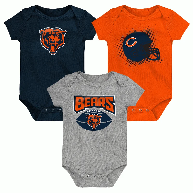 casual long-sleeve tops Chicago Bears NFL Infant 3-Piece Creeper Set