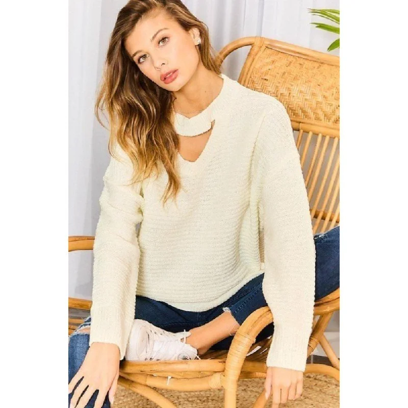 stylish fall sweaters for women Chocker Neck Oversize Sweater