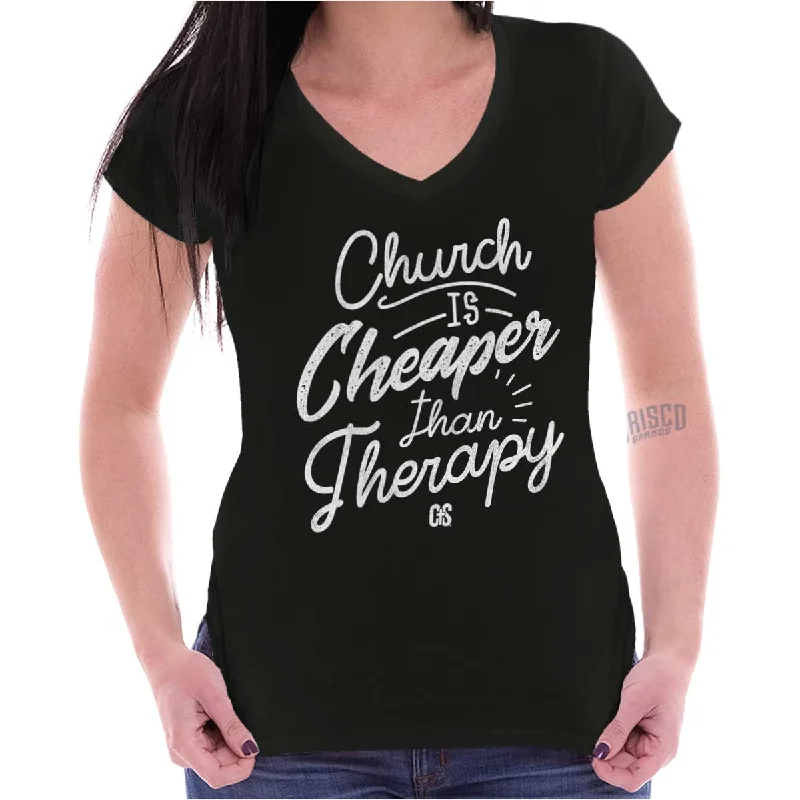 Stylish women's everyday T-shirts Church Therapy Junior Fit V-Neck T Shirt