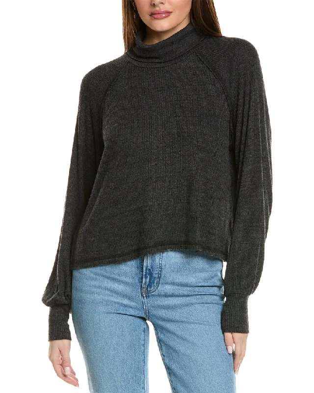 off-shoulder sweaters for women Project Social T More Love Marled Rib Turtleneck Top