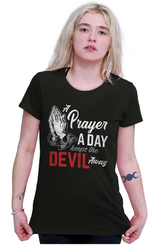 Cute cotton tees for women Pray A Day Ladies T Shirt