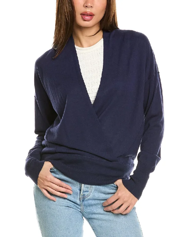 elegant women’s sweaters Forte Cashmere Surplice Cashmere-Blend Pullover