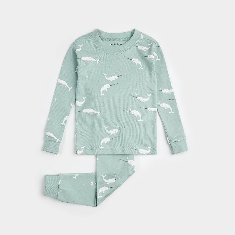 women's fashion blouses 2 Piece Girls Narwhal Pajamas