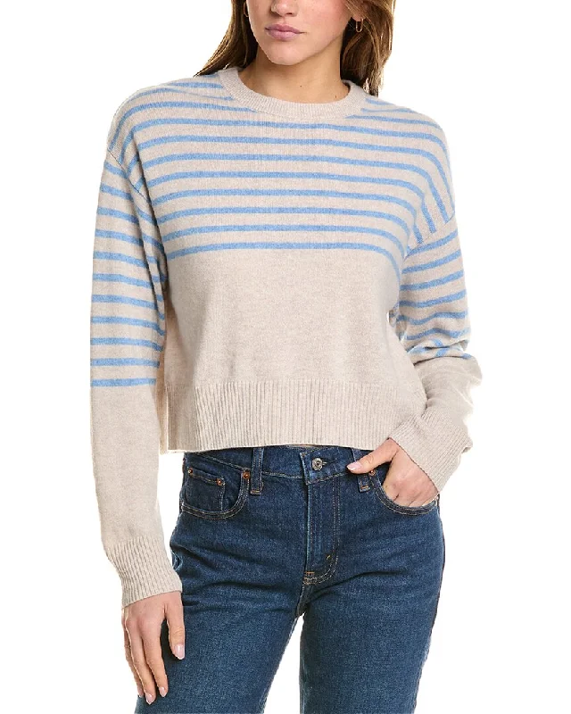 women’s holiday knit sweaters Monrow Stripe Wool & Cashmere-Blend Sweater