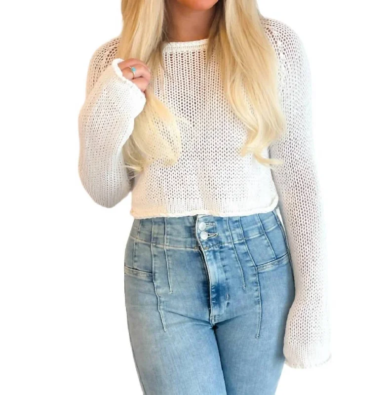 women’s cable knit sweaters Victoria Sweater In White