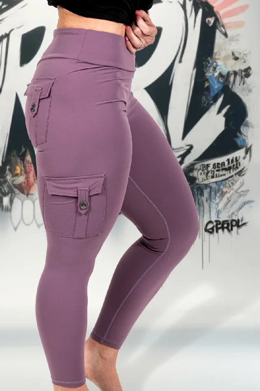 Cozy leggings for yoga sessions Hecate Lavender Majestic Cargo Leggings