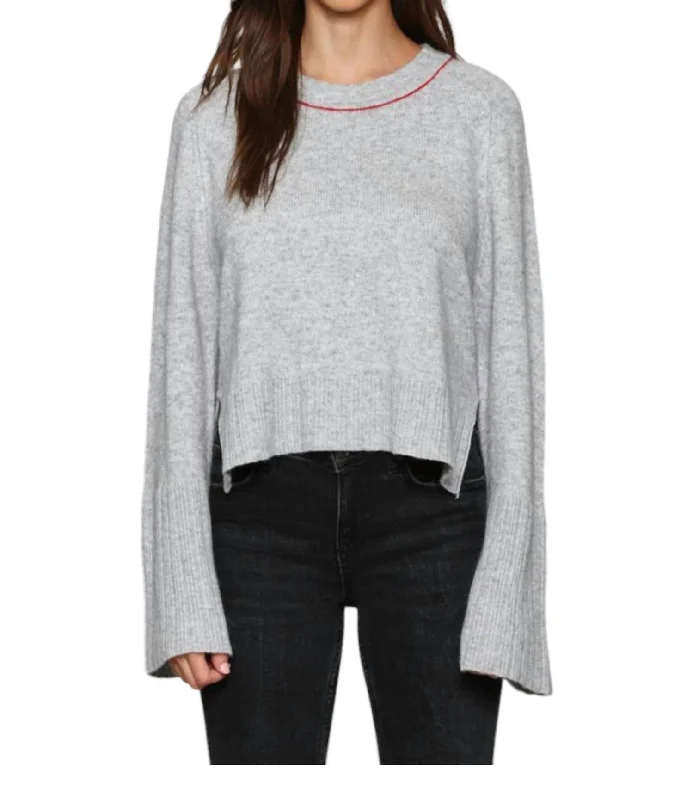 classic women’s sweaters Bell Sleeve Sweater In Grey