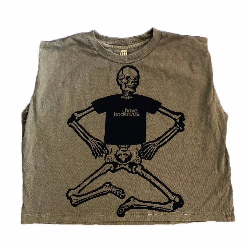 Women's daily wear T-Shirts I have badknees Skeleton Heavyweight Women's Muscle T-shirt - Faded Army