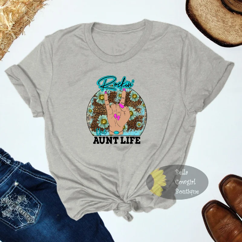 Soft women's summer T-Shirts Rockin' Aunt Life T-Shirt