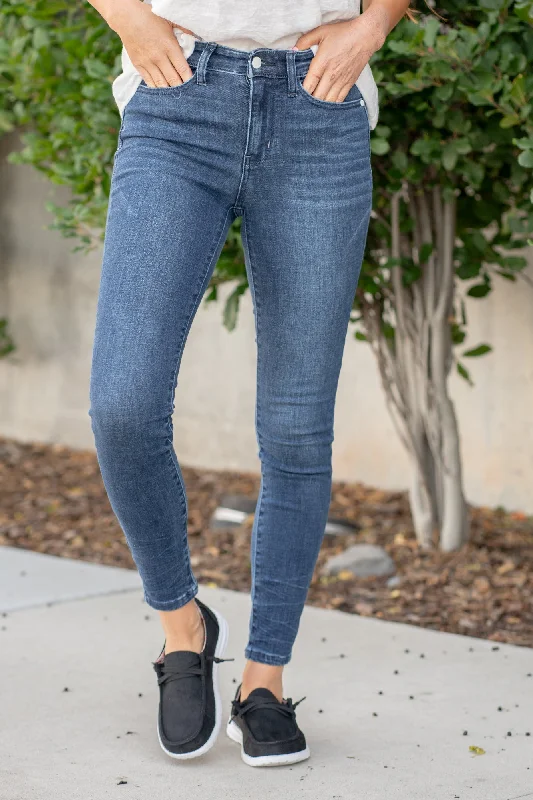 button fly high rise bootcut jeans Beckley Mid Rise Skinny