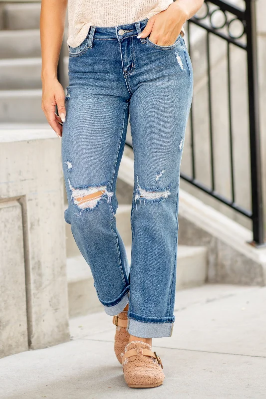 high rise comfortable jeans Carrie Mid Rise True Straight Leg Jeans Regular & Plus Sizes