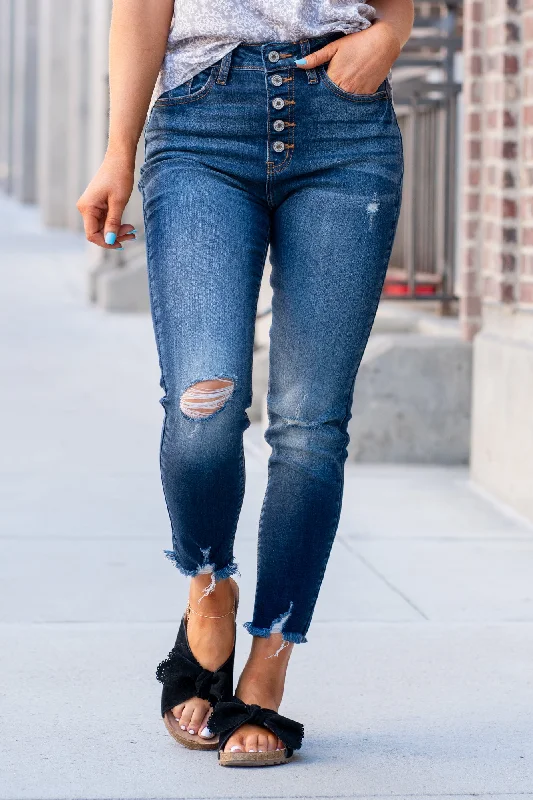 blue jeans Karlianne High Rise Button Fly Skinny