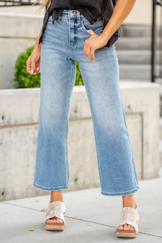 comfy straight denim jeans Abound Tummy Control Top High Rise Crop Wide Leg Regular & Plus Sizes