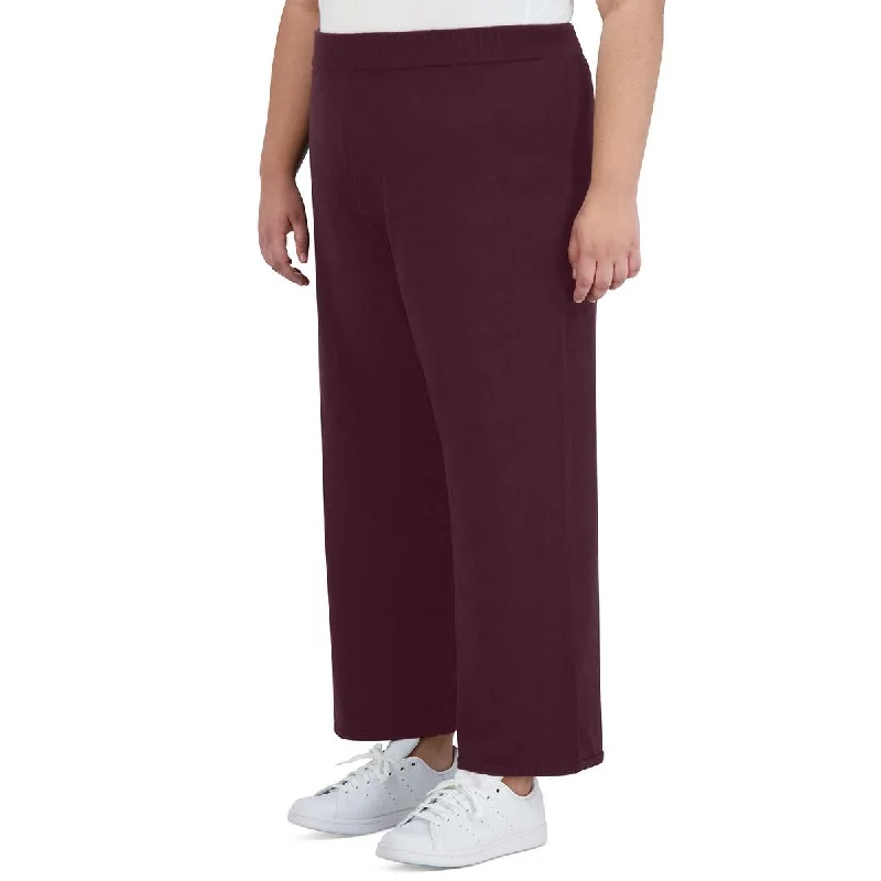 trendy wool trousers women Anne Klein Womens Plus Knit Seamless Wide Leg Pants