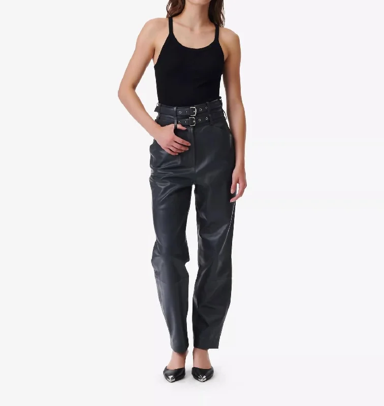 women’s linen pants Bratis Leather Carrot Pants In Anthracite