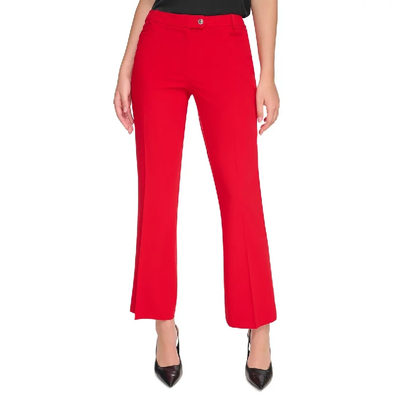 women’s running trousers Calvin Klein Womens Petites Pintuck Mid Rise Straight Leg Pants