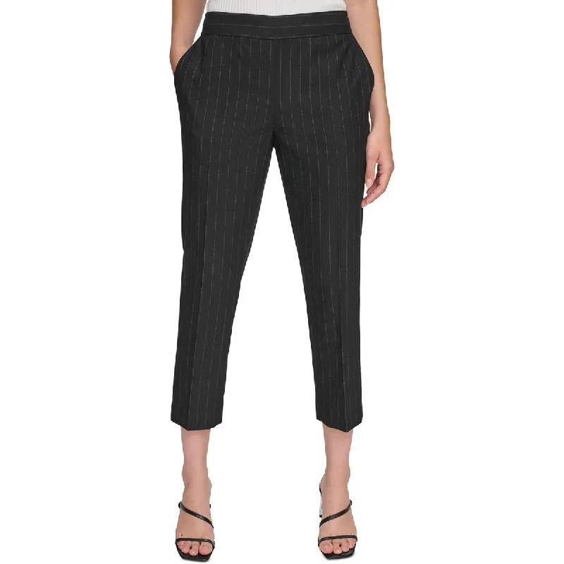 patterned trousers women Calvin Klein Womens Pin Stripe Side Zipper Trouser Pants