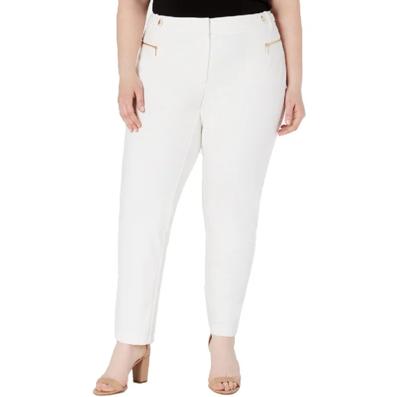 lightweight active pants women Calvin Klein Womens Plus Mid-Rise Crepe Straight Leg Pants