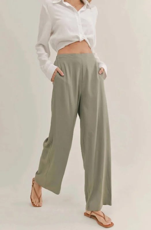 formal pants for women Cassidy Wide Leg Pant In Olive