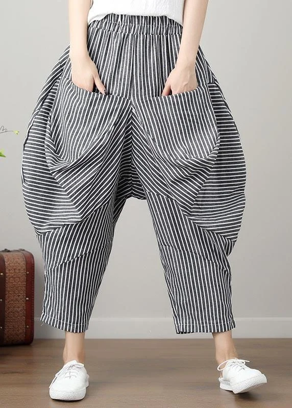 plus size women’s pants French Striped Harem Oversize Pants Trousers Summer