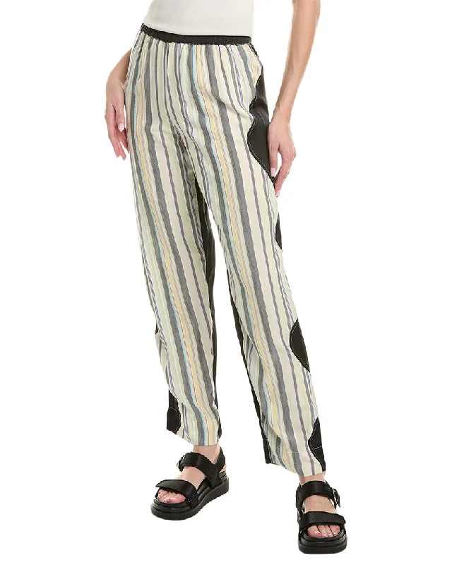 women’s lounge pants GANNI Mix Slub Stripe Elasticated Pant