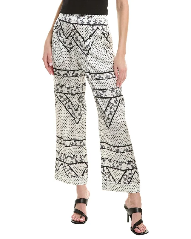 women’s vintage pants GANNI Printed Silk-Blend Pant