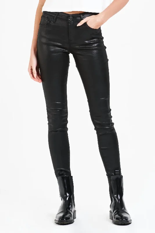 winter trousers women Gisele High Rise Ankle Skinny Pants In Black Coated