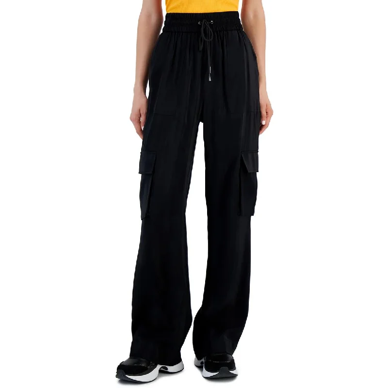 sleek denim pants women Guess Womens Chantal Satin Cargo Pants