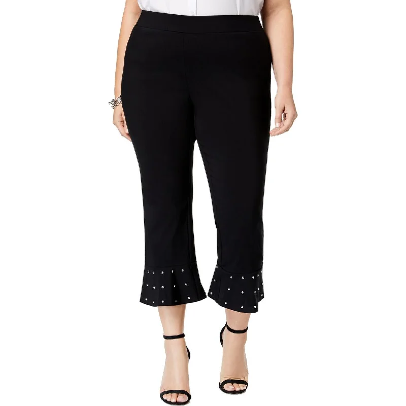 lightweight office pants women INC Womens Plus Ponte Studded Capri Pants