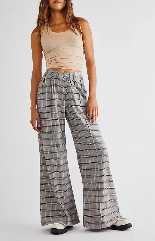 cozy cotton trousers women Kim Wide Leg Pant In Grey