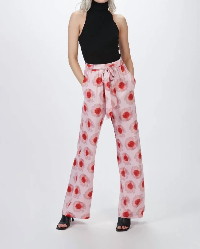 women’s printed jogger pants Novyanna Trousers In Pink Anemone