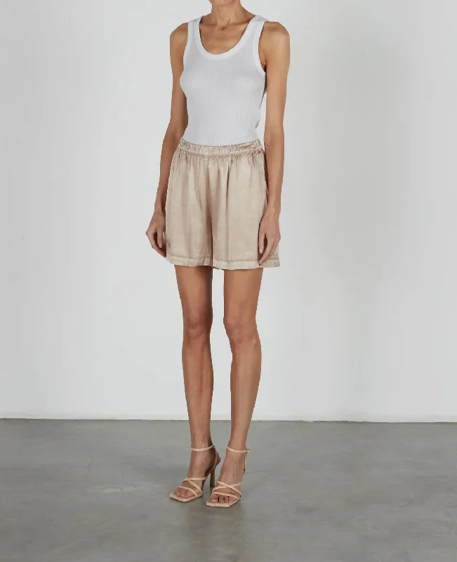 Flowy linen shorts Satin Bermuda Short in Khaki