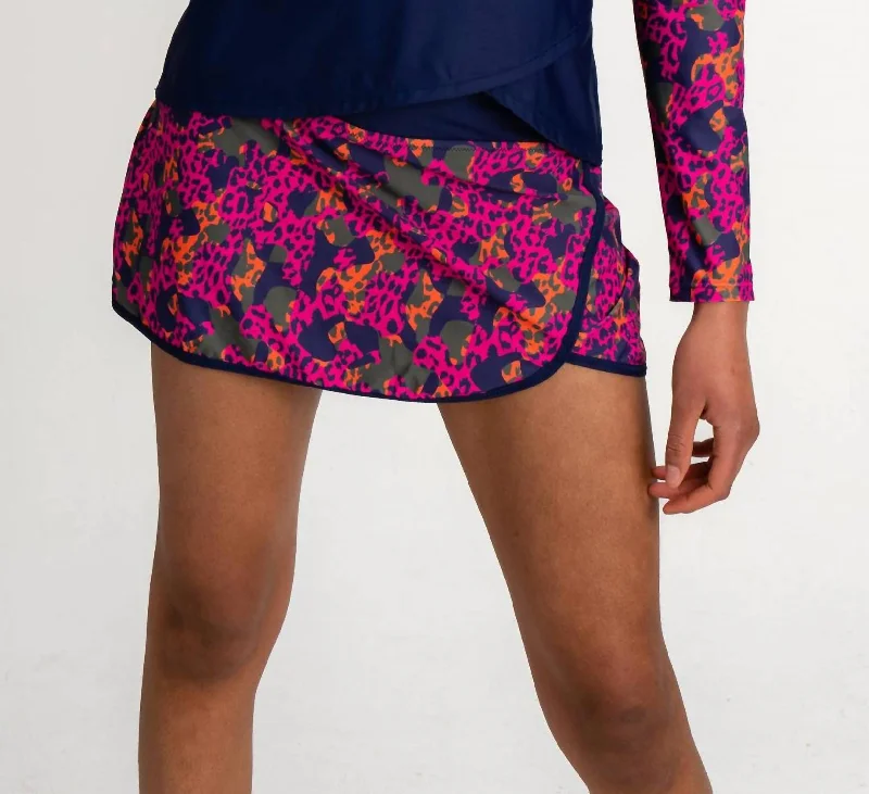 Stretchy fabric shorts Splash Swim Skort in Wild Leopard