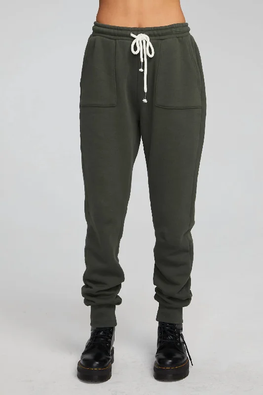 women’s sporty cargo pants Tessa Forest Night Jogger In Forest Green